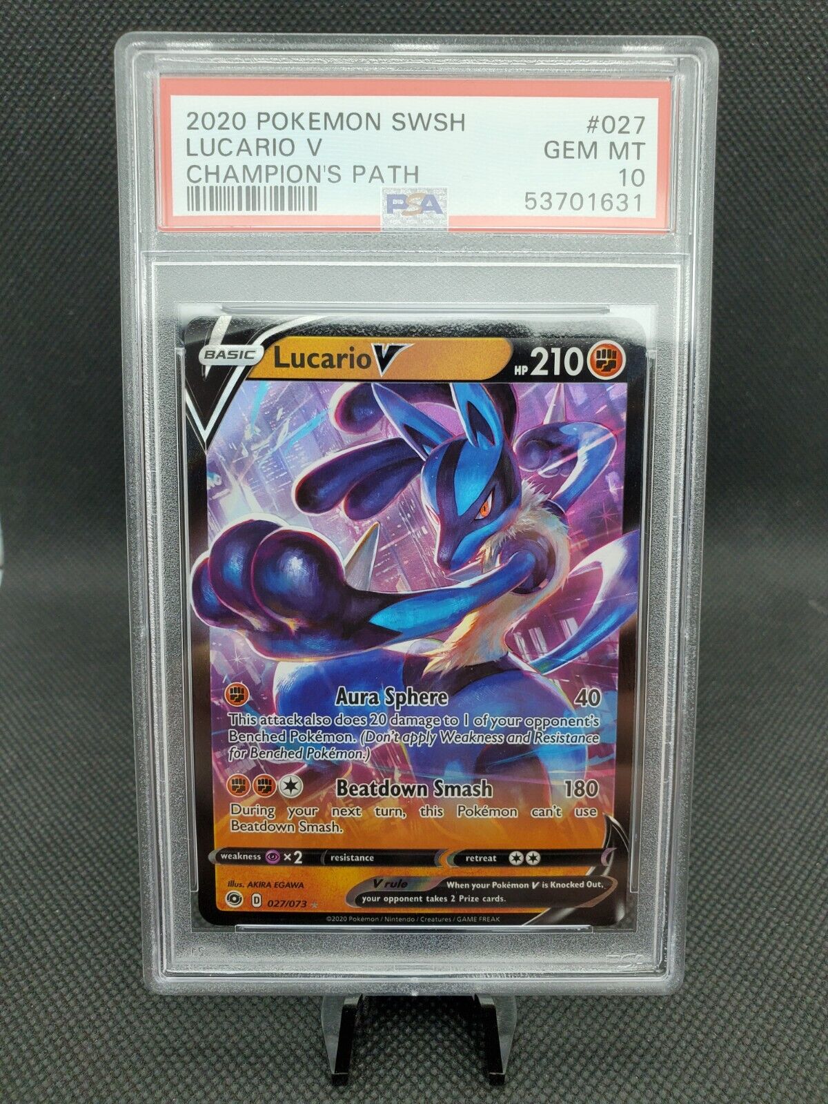 Pokemon Champions Path #027 Lucario V PSA 10