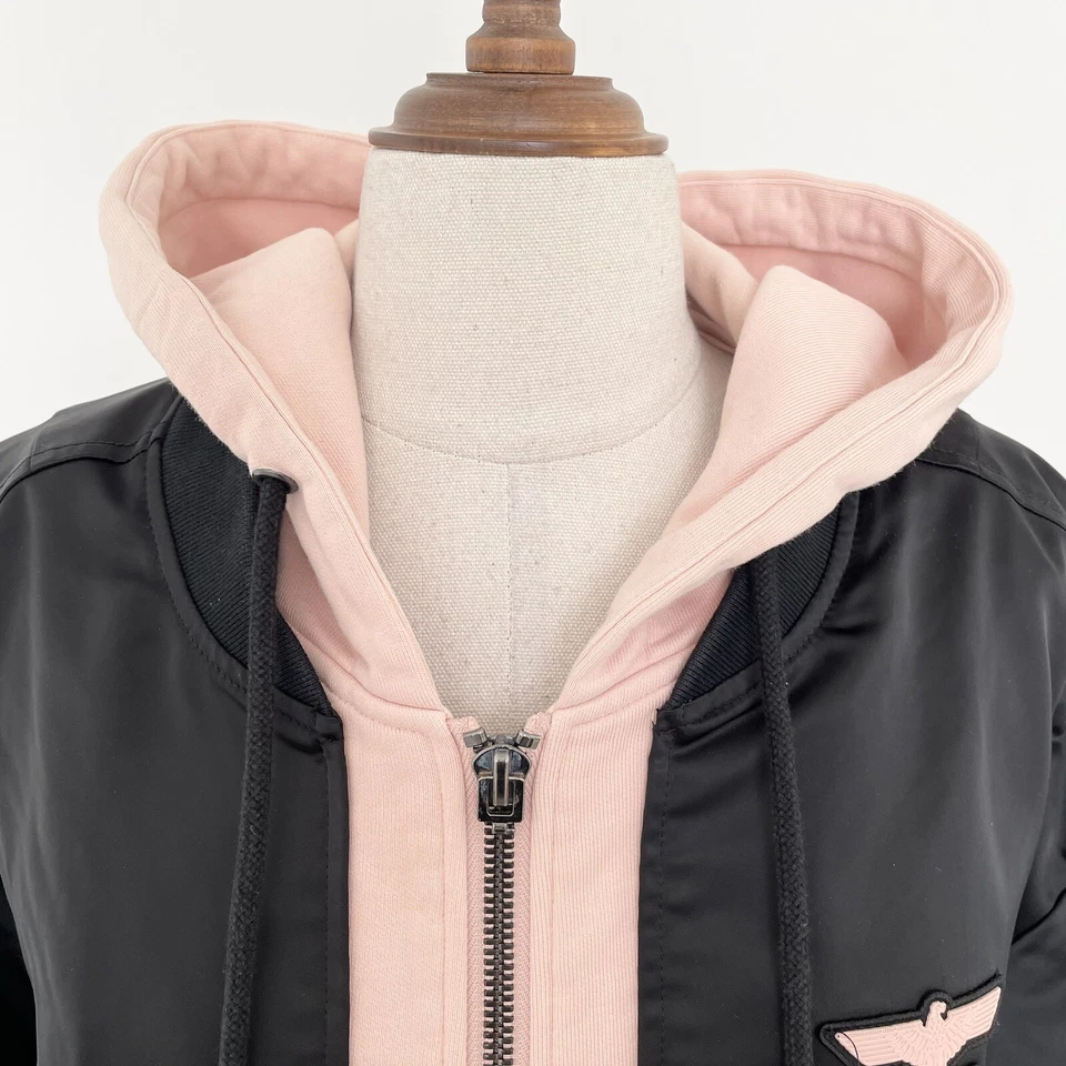 Мальчик London мужской с капюшоном крылья куртка размер M молнии черный розовый - Изображение 3 из 4