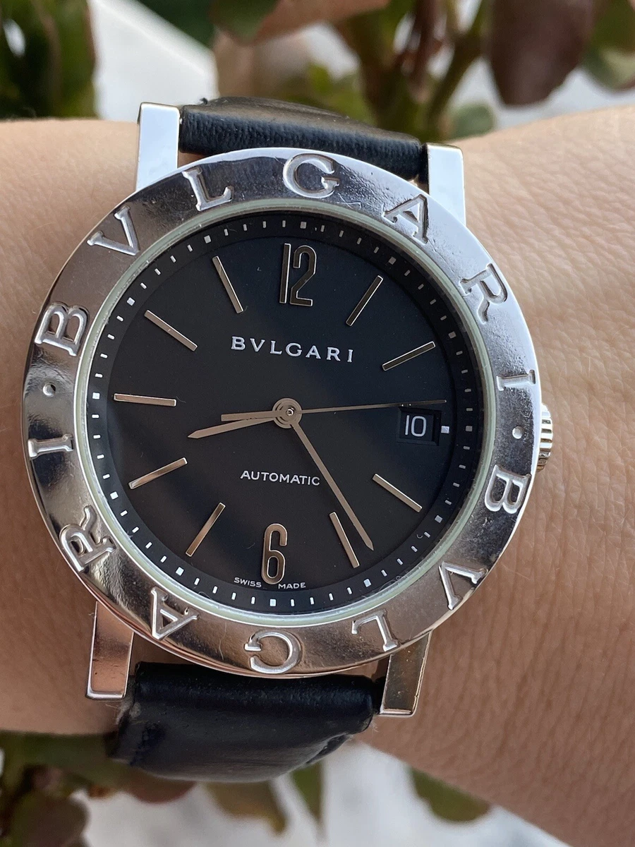 Bvlgari Automatic Date Watch Bvlgari BB38SL Black Dial Mens 38mm