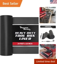Professional Quality 24ft x 18in Black Tool Box Drawer Liner | Non-Slip Foam