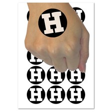 Letter H Uppercase Fun Bold Font Temporary Tattoo Water Resistant Body Art Set