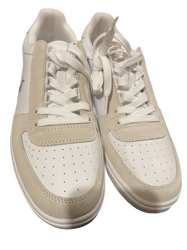 Polo Ralph Lauren uomo taglia 11 scarpe tennis corte sneakers basse bianco beige pony