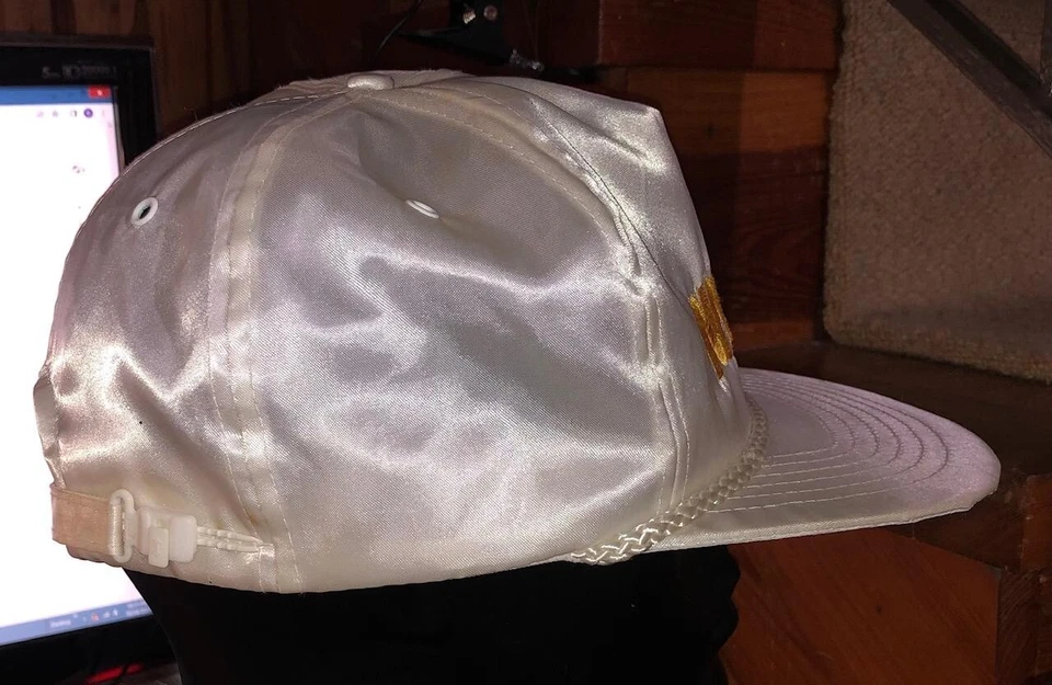 Винтажная 1970-е NASA Space Apollo астронавт белый атлас San Sun веревки шляпа крышка #K - Изображение 4 из 4