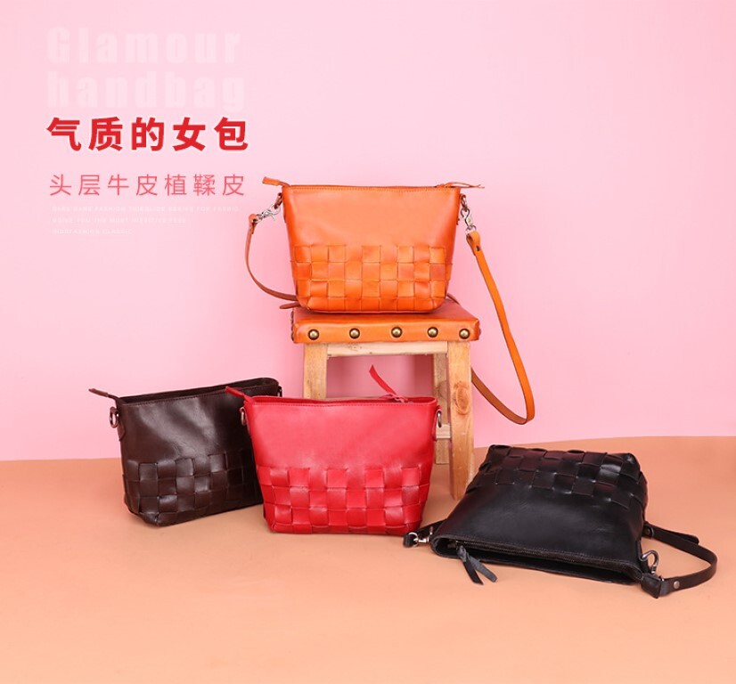 Shoulder Bag Women Vintage Y2K Genuine Leather Handbag Crossbody Strap Purse New-image