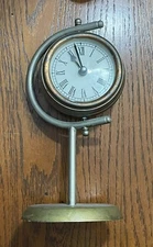 Vintage Brass Table Clock Swing Arm, Mid Century Home Accent, Shabby Chic