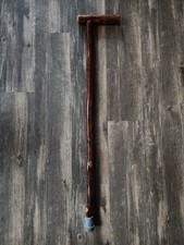 NEW Handcrafted Carved Brown Walking Stick Hardwood Wood Cane 33.5"