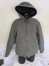 Men's Hooded Carhartt Coat Green Duck Quilt Lined 2XL Mint