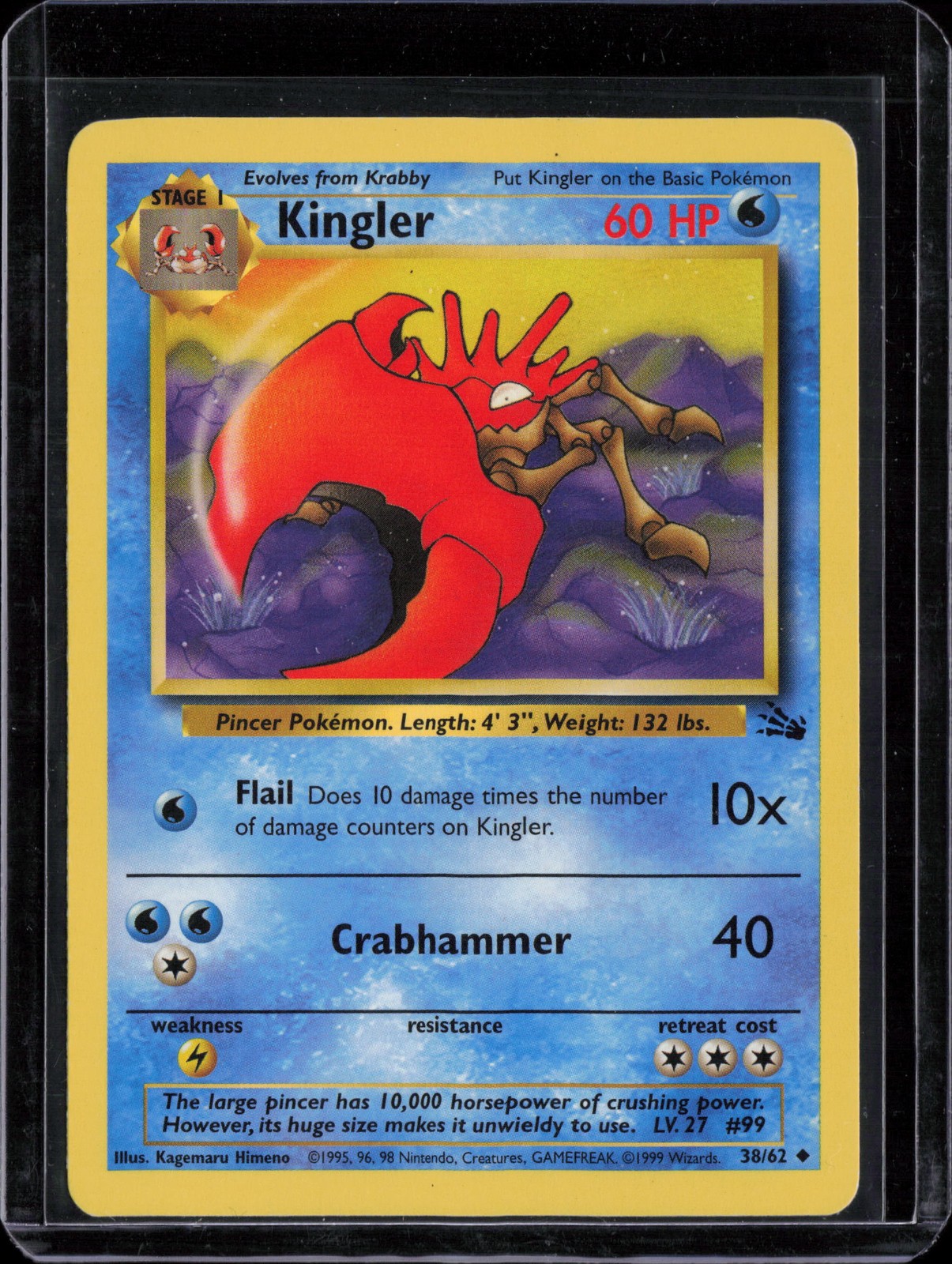 Kingler Uncommon Fossil 38/62 NM