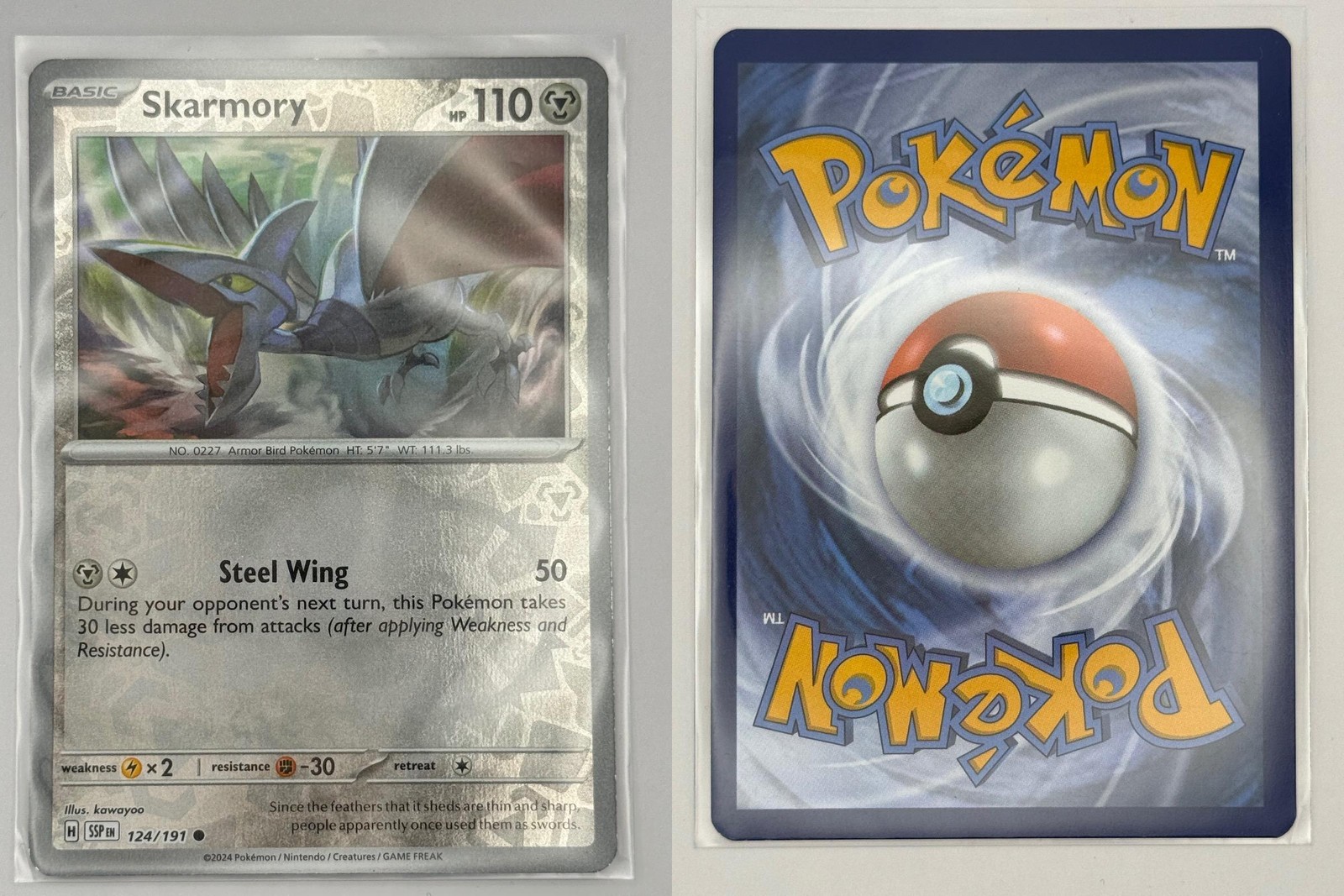 Skarmory 124/191 Common Surging Sparks Pokemon Reverse Holo Near Mint