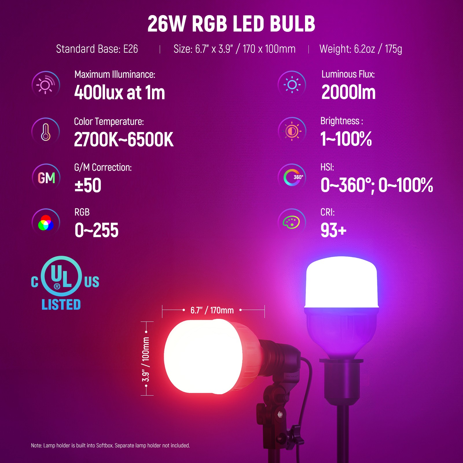 NEEWER NK800D RGB Softbox Kit - 2x26W, CRI93+, App Control