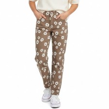 Abercrombie Kids High Rise Mom Jeans Floral Print Tan Daisy Denim Size 15/16 R