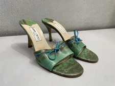 Jimmy Choo Green Lizard Leather Kitten Heels Women's US 9 *Preowned*
