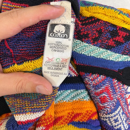 Vintage Tundra Bachrach Canada Colorful Cotton Knit Button Up Collared Sweater - Picture 5 of 16