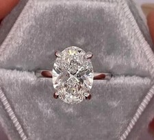 3.30 Ct VVS1 Oval Cut Lab-Created White Diamond Wedding Ring 14K White Gold FN