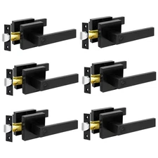 Privacy Door Levers 6 Pack Matte Black Handles Bed and Bath Locks Interior