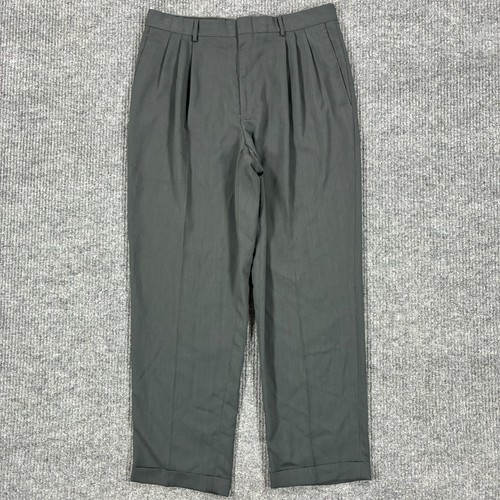 Vintage Dockers Dress Slacks Mens 34x30 Gray Pleated Cuffed Career Office Pants
