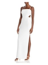 AQUA FORMAL Womens White Spaghetti Strap Full-Length Evening Gown Dress 6