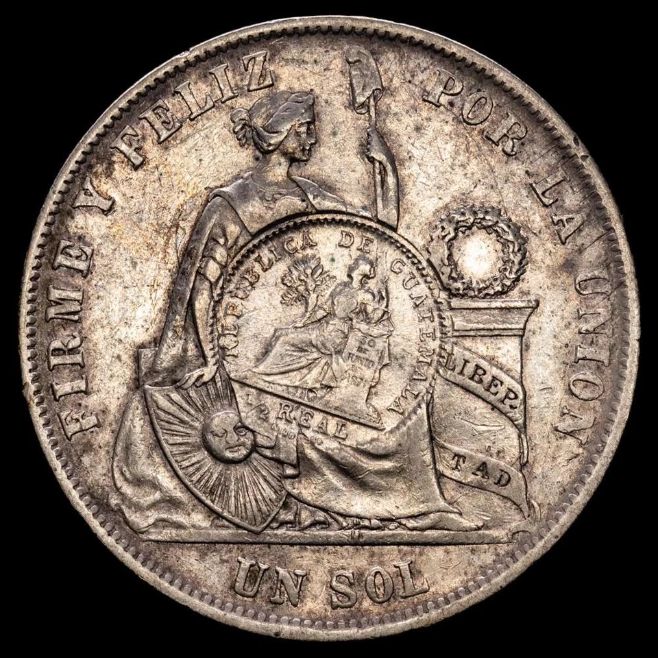 Peru 1/2 real sobre 1 sol (24,86 gramosg) 1869 Lima (Perú) (Km#196) MBC+ - Image 2 of 3