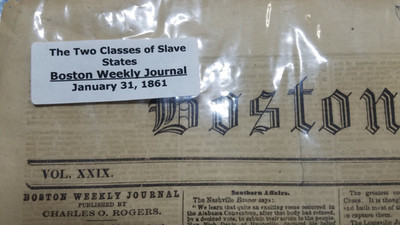 THE TWO CLASSES OF SLAVE STATES - Boston Weekly Journal -January 31, 1861
