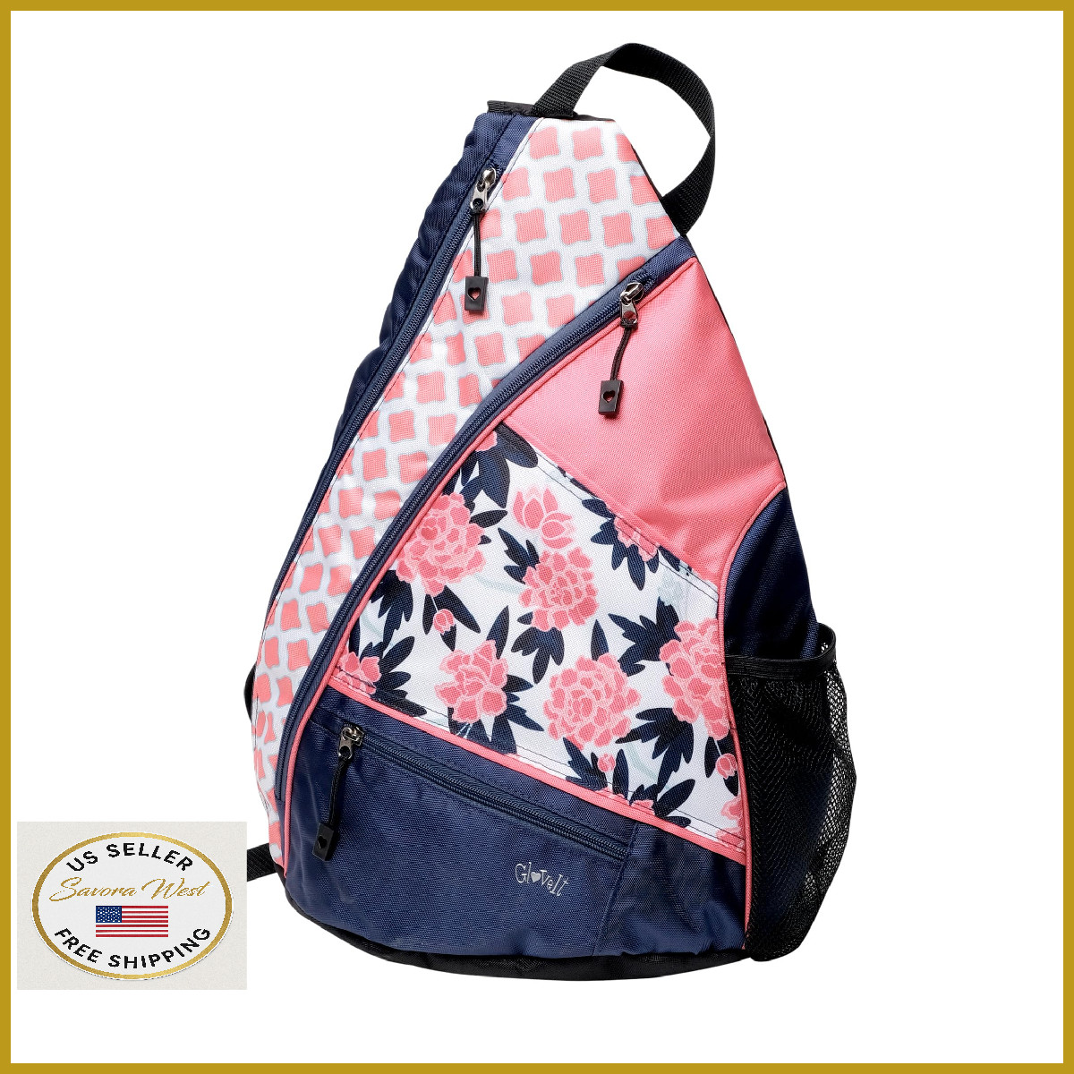 Glove it sling bag peonies pars - pickleball, tennis, padel - holds 6 paddles