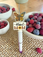 Focal For Beadable Pens, Keychains, Etc.-Mom/Butterfly Theme-2 Count