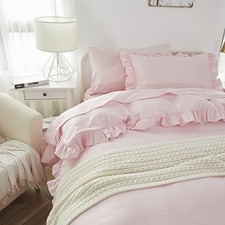 Kid's Duvet Cover Size,100 Organic Cotton 3Piece Girl Bedding Full/Queen Pink