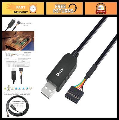 3ft USB to TTL Serial Cable 3.3V 6 Pin UART Adapter FTDI FT232RL Debug Cord for
