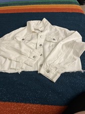 Women's SHEIN White Distressed Cropped Jacket Size small NWOT