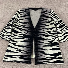 Ming Wang Cardigan 0X Black Zebra Career Modern Statement Office Elegant E198