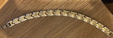 2 Tone Silver  Gold Stainless Steel Magnetic Therapy Bracelet 7"