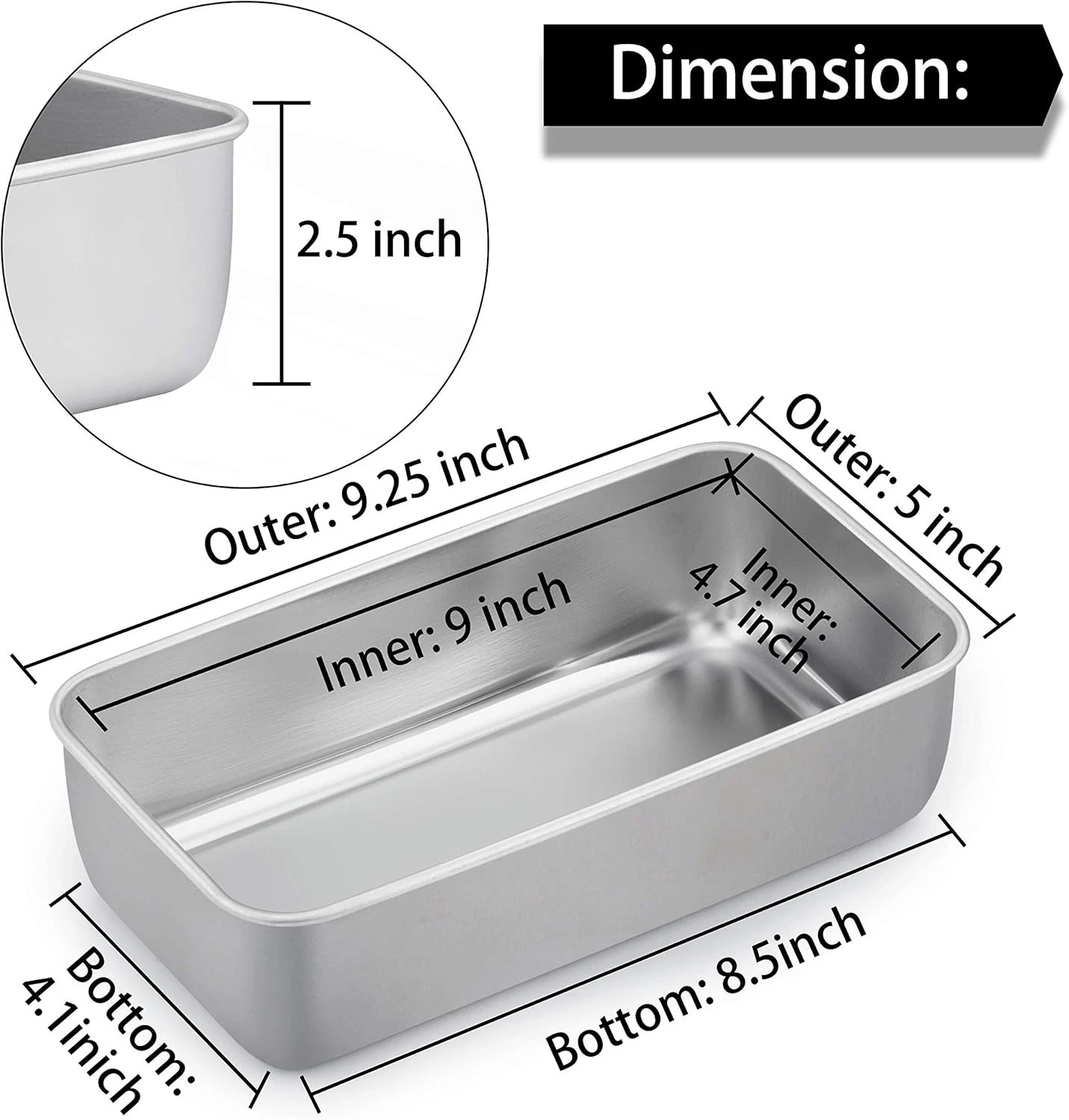 Loaf Pans for Baking Bread 9 × 5 Inch Stainless Steel Bread Pans Tins Set of 2
Opens in a new window