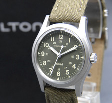 [Near MINT w/Box Paper] HAMILTON Khaki 9415A 33mm Green Hand Winding Men's Watch