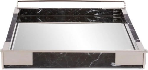 Discover the Art Deco Marble Tray-Black Marble and Steel Elegance - Picture 2 of 8