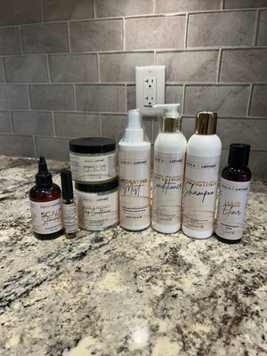 Bask & Lather Hair Growth Shampoo Conditioner Elixir Mist Aloe Honey Set