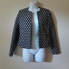 Banana Republic Blazer Black White Geometric Patterned Textured Jacket Size 0