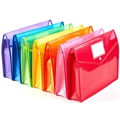 7 Pack A4 Plastic Wallet Folder Envelopes with Closure and Label Pocket, 2.8''...