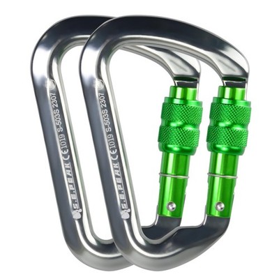 Mosqueton de Escalada Profesional 30KN con Cierre de Tornillo Tipo D Hook