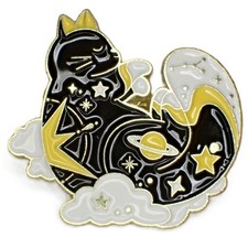 Black Cat Pin Badge Lapel Pin Brooch 3cm Used