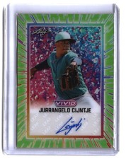 2025 Leaf Vivid #BA-JC2 Jurrangelo Cijntje Base Autographs Prismatic Green #/8