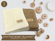 Soft Knit Baby Blanket - Beige or Brown - 1 Newborn Swaddle Blanket Gift Unisex
