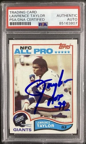 Lawrence Taylor Signed 1982 Topps #434 Rookie Card HOF 99 Inscr Auto PSA/DNA