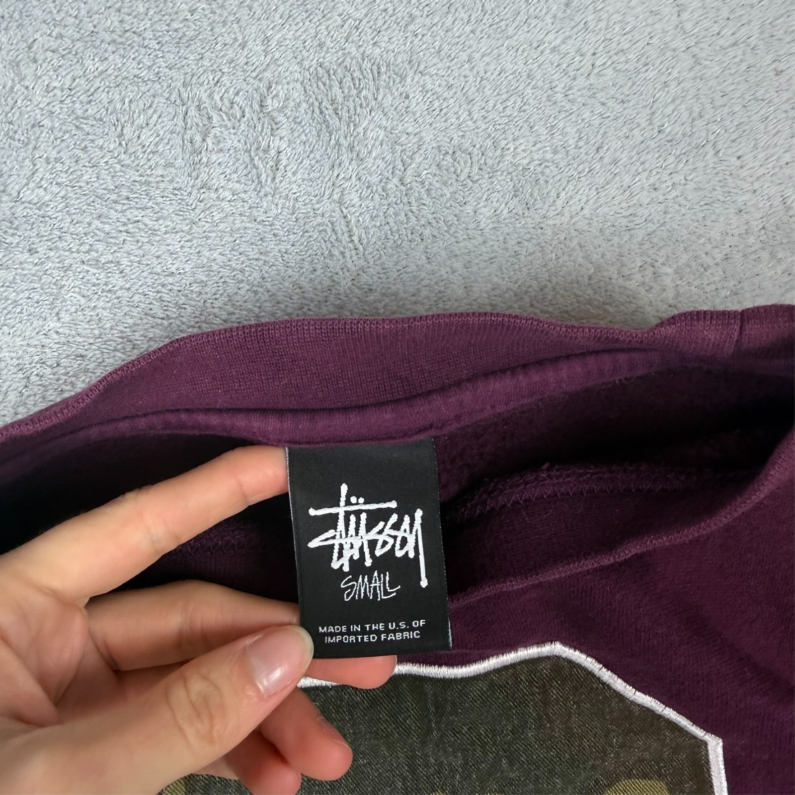 Vintage Stussy 2000s Y2K Maroon Purple Camo Big S Size Small Pullover Sweatshirt image 5