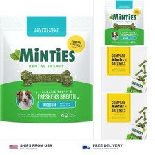 Minties Dental Chews for Dogs, 40 Count, Vet-Recommended Mint-Flavored Dental...