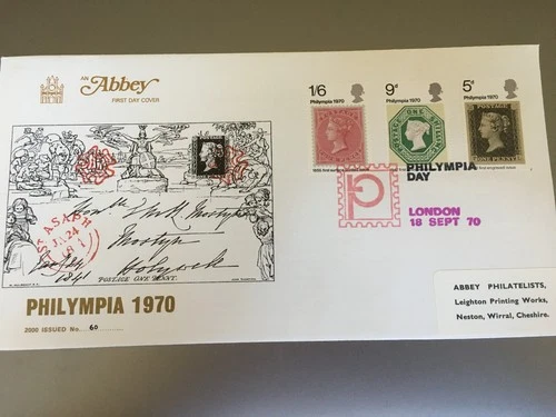 GB STAMPS RARE FIRST DAY COVER 1970 PHILYMPIA ABBEY