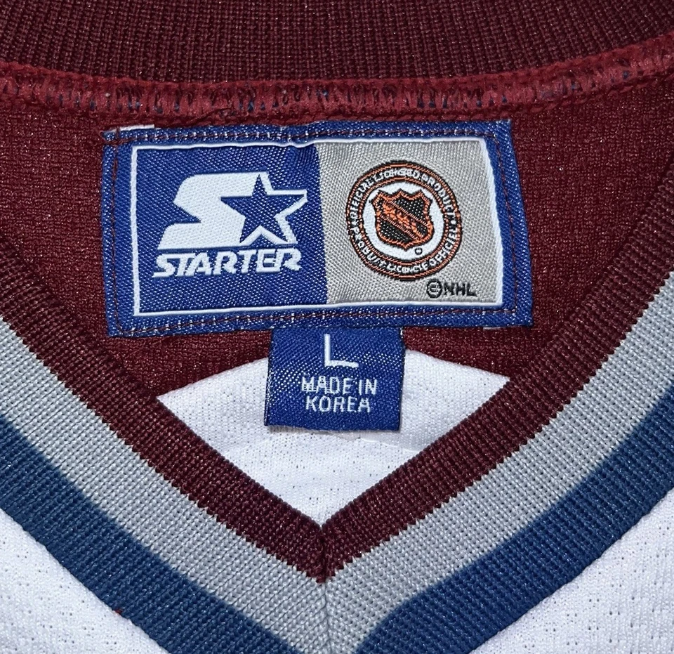 Camiseta deportiva de hockey vintage de los 90 Patrick Roy #33 Colorado Avalanche NHL - talla L Foto 3 de 4