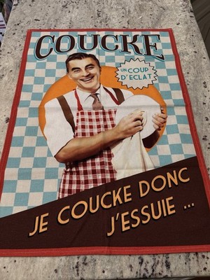 Coucke NOS Donc j'essuie I Eat Therefor I Wipe To Clean Up Dish Tea Towel MCM
