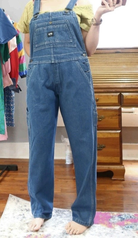 Key Brand Blue Denim Overall Wmn Sz 8 Tall 32x 31 Farm Chores Work Fun