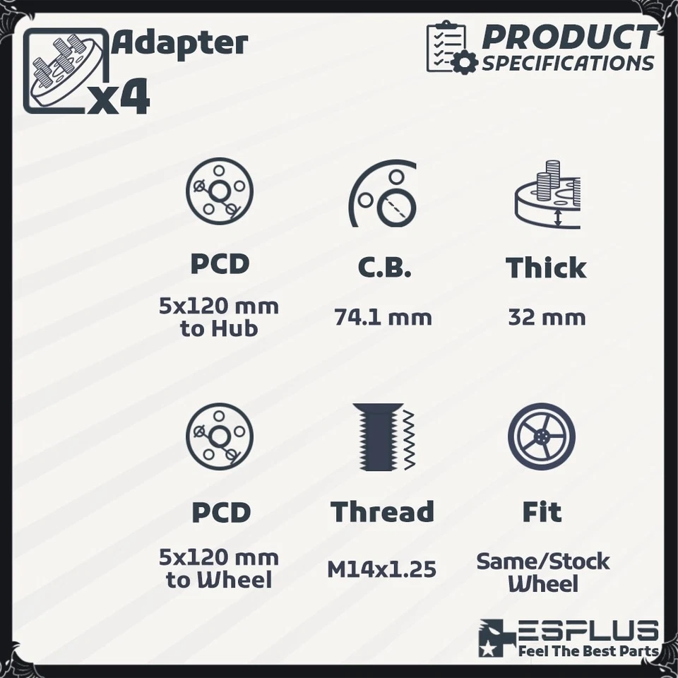 4 PIEZAS 1.25" BUJE CENTRADO ESPACIADOR RUEDA 5X120 CB 74.1mm APTO BMW X5 X6 X5M X6M Foto 3 de 4
