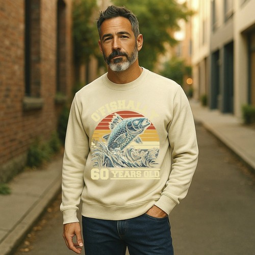 Personalised Ofishally Birthday Sweatshirt Any Age Year Fishing Gift Gildan - Picture 19 of 19