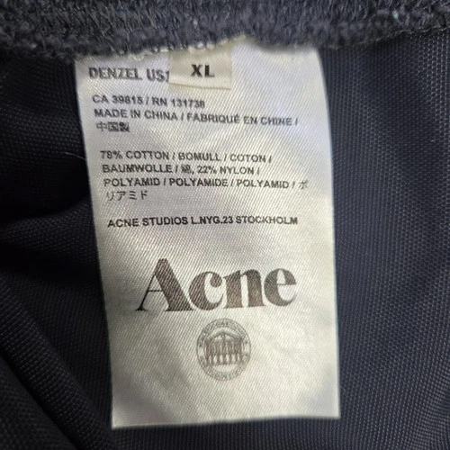 Acne Studios Denzel Bomber Jacket Mens XL Navy Blue Full Zip Drawstring Stained image 9